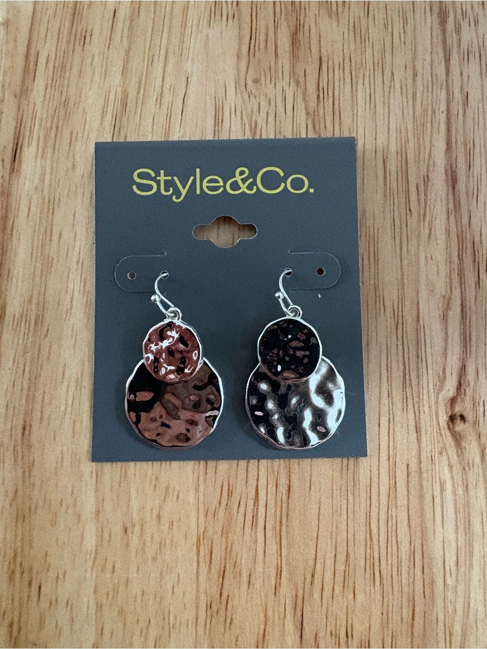 Style & Co. Hammered Drop Earrings Silver